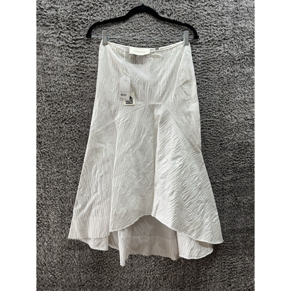 CEDRIC CHARLIER Midi Skirt Size 40 M Mermaid Flare Made in Italy In White‎ New